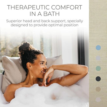 BADESOFA® Luxury Bathtub Pillow L - Large Bath Pillow for Therapeutic Neck and Back Support Quick-Drying - Washable Full Body Bath Tub Cushion - Luxury Spa Cushion in Beige
