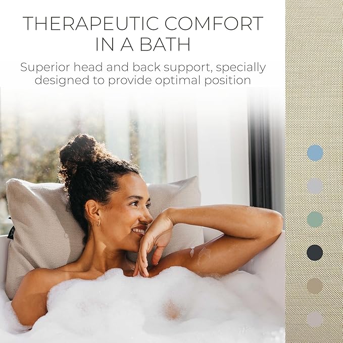 BADESOFA® Luxury Bath Pillow M - Lusciously Soft & Comfortable Tub Pillow for Bathtub - Washable & Quick-Drying Bath Back Pillow - Non-Slip Full Body Tub Pillow - Luxury Spa Cushion in Beige