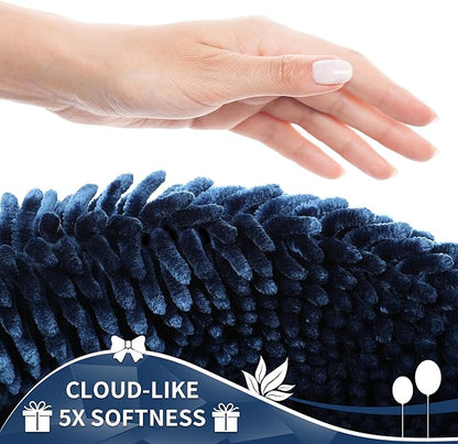 Yimobra Long Bathroom Rugs Runner 70x24 Inch, Extra Thick Soft Absorbent Chenille Bath Mat, Non Slip Machine Washable, Quick Dry Bath Rugs for Bathroom Floor, Tub and Shower, Navy Blue