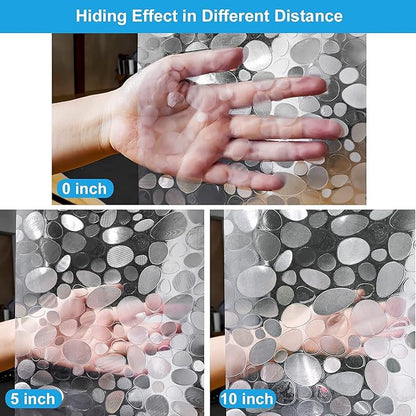 UFRIDAY Clear Shower Curtain Liner 72 x 72 inch,EVA 3D Cobblestone Weighted Plastic Bathroom Shower Curtain Liner with 3 Big Magnets,Transparent.