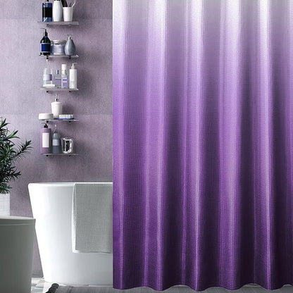 Gibelle Purple Shower Curtain, Waffle Weave Ombre Fabric Shower Curtain Purple Bathroom Decor Accessories Set with Hooks, Water Repellent and Machine Washable, 72 x 72