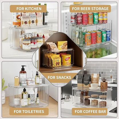 2-Tier Lazy Susan Turntable Organizer for Cabinet/Countertop/Pantry/Bathroom/Coffee Bar, 12.8''Lazy Susan 360°Rotating Storage, Max Weight The Top Holds Up to 26lb (1Pack)