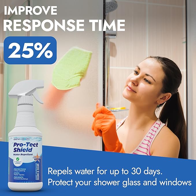 Bring It On Protect Shield Shower Door Water Repellent | Eliminate Hard Water Buildup on Tile and Grout, Glass, Fiberglass Counter Tops, All Hard Surfaces