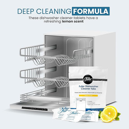 Fuller Dishwasher Cleaner Tabs – Lemon Scent – Eliminates Limescale, Grease & Odors – Septic Safe, Compatible with All Dishwasher Types – (Pack of 2)