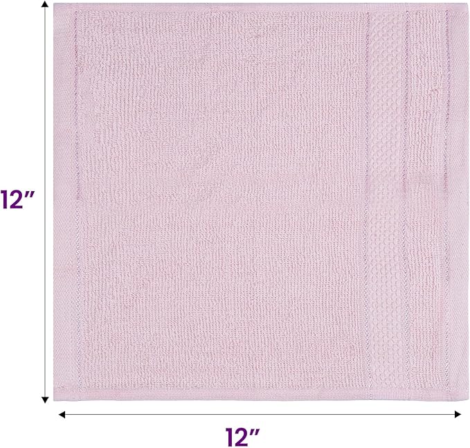 Casa Lino Face Towels & Body Wash Cloths for Showering - 100% Cotton Wash Cloths for Bathroom - Highly Absorbent & Quick Drying Washcloth Set - Cotton Washcloths 24 Pack (12" x 12") - (Blush Pink)