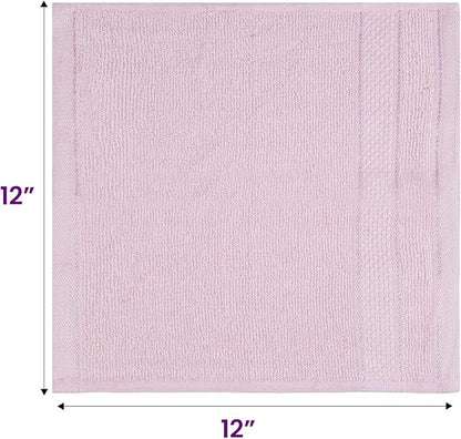 Casa Lino Face Towels & Body Wash Cloths for Showering - 100% Cotton Wash Cloths for Bathroom - Highly Absorbent & Quick Drying Washcloth Set - Cotton Washcloths 24 Pack (12" x 12") - (Blush Pink)