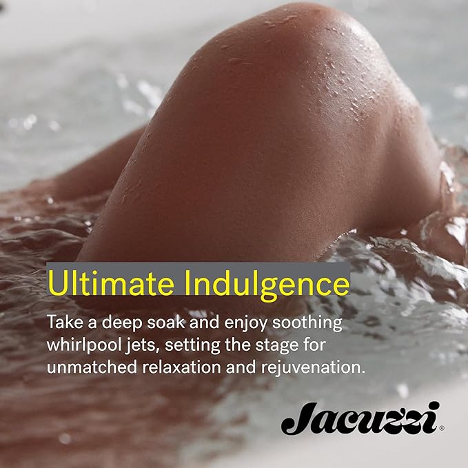Jacuzzi SIGNATURE Acrylic Drop-In Bathtub, Jet Massage Tub, Slip Resistant, Left Drain Placement, 60" (L) x 42" (W), Oval In Rectangle, White