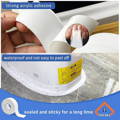 Caulk Tape Self Adhesive,Easy to Install Caulking Tape for Bathroom Peel & Stick Caulking Strip Floor Tile Wallpaper Toilet Tub Shower Wall Trim,Waterproof Caulking Sealing Tape for Bathroom,Toilet