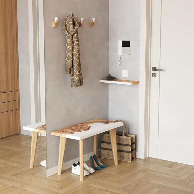 RWA Straight Edge Floating Shelf – Unique Wood Floating Shelf for Wall Decor, Living Room, Bedroom, or Bathroom – Sleek Decorative Wall Shelves for Home & Office (Straight/White, Medium - 16x6)