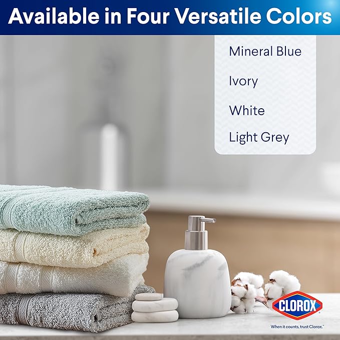 CLOROX Bleach Friendly Towels, Quick Dry, 100% Cotton Hand Towels (16" x 26"), Highly Absorbent Soft Lightweight, Ideal for Everyday Use, Easy to Wash (2 Pack, Mineral Blue)