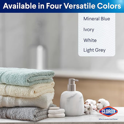 CLOROX Bleach Friendly Towels, Quick Dry, 100% Cotton Hand Towels (16" x 26"), Highly Absorbent Soft Lightweight, Ideal for Everyday Use, Easy to Wash (2 Pack, Mineral Blue)