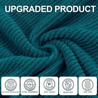 VOOVA & MOVAS Bathroom Hand Towels - 4PC Large 18" x 28", 100% Cotton | Lightweight | Thick | Quick Dry | Soft | Absorbent, Hand Towels for Showering, Bathroom Essentials, Deep Turquoise