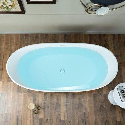 WOODBRIDGE 67 in. x 31.5 in. Stone Resin Luxury Contemporary Solid Surface Freestanding Bathtub in Matte White