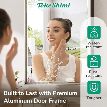TokeShimi 26x30 Recessed or Surface Mounted Medicine Cabinet Mirror, Aluminum Framed Metal Mirror with Storage Adjustable, Brushed Nickel Bathroom Medicine Cabinet Mirrored Beveled Modern