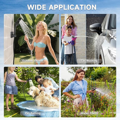 Portable Shower for Camping, Rechargeable Camping Shower Pump with LED Display of Battery Level and Temperature