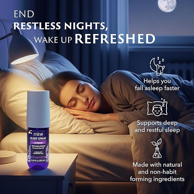 Lavender Sleep Spray with Melatonin - Stocking Stuffers for Teen Girls and Women – Natural Pillow Mist for Relaxing Sleep, Calming Bed Spray for Adults