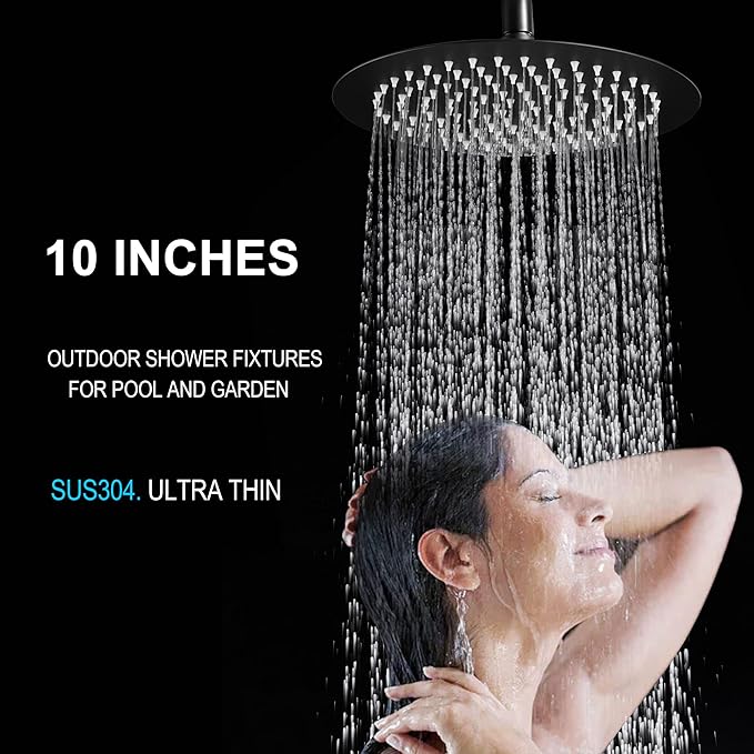 Shower Faucet - Shower Faucets Sets Complete, Shower System - Outdoor Shower Kit/Outdoor Shower Fixtures W/ SS304 Shower Head with 3 modes Handheld, Matte Black