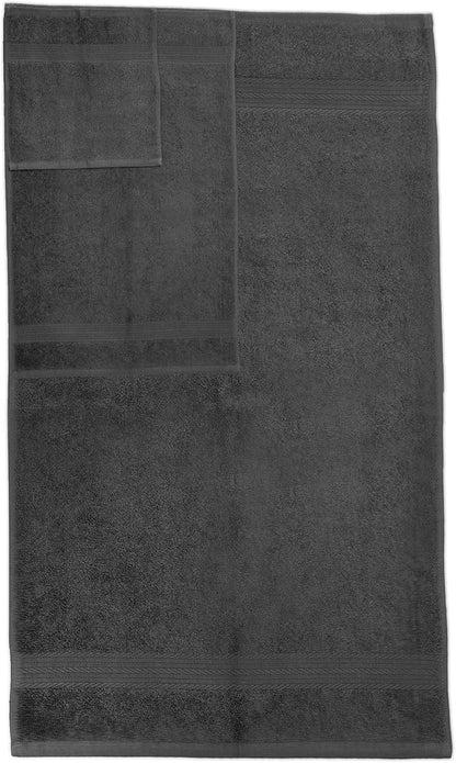 Ample Decor 100% Cotton Bathroom Towel Set of 6-2 Bath Towels, 2 Hand Towels, 2 Washcloths, Machine Washable - Grey Towel Sets