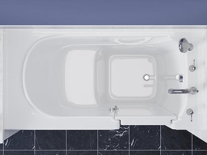 ANZZI Walk-In Soaking Tub 30x60 in Right Drain Quick Fill White – Deep Non-Jetted Bath with ADA Seat, Grab Bar, Slip-Resistant Floor, Quick Fill Faucet & Handheld Shower for Safe Easy Access