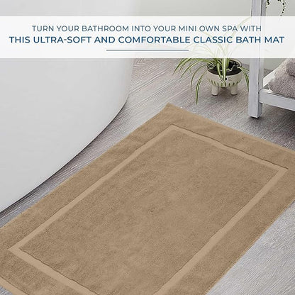 DAN RIVER Classic Cotton Bath Mats Set of 2 – Not a Bathroom Rug, Ultra Soft, Highly Absorbent & Machine Washable Bath Mat Towel for Bathroom Floor Mat – Durable, Quick-Dry, 21x34 Inches, Tan