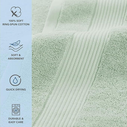 Arkwright Bath Towels Set of 4 - Super Soft 100% Cotton, 600 GSM Quick Dry & Absorbent, Luxury Bathroom Essentials for Hotels, Spa, Hosts, and Vacation Rentals, Eucalyptus Green