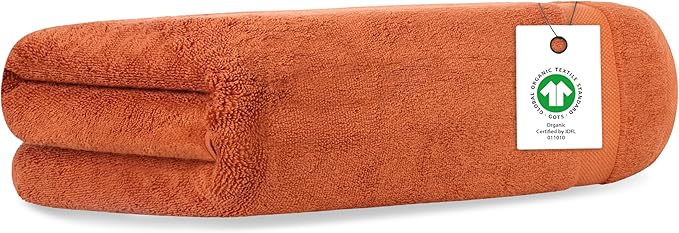 Delara Organic Cotton Luxuriously Plush Bath Sheet | GOTS & Oeko-TEX Certified | Premium Hotel Quality Towels | Feather Touch Technology| 650 GSM Long Staple|Soft, Quick Dry & Ultra-Absorbent 36"x70"