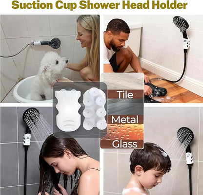 3-in-1 Bath&Kitchen Cleaning Set,Waterproof Bag, Multi-Purpose Glass Squeegee,Hair Catcher,Suction Cup Shower Head Holder for Deep Cleaning Kitchen, Bathroom, Glass, Grout, Sink, Corner, Tight Spaces