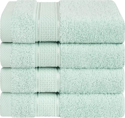 American Soft Linen Salem Washcloth Sets, 4 Piece Luxury 600 GSM 100% Cotton Washcloths for Bathroom, 13x13 inches Washrags Premium Quality Hand Face Towels, Mint