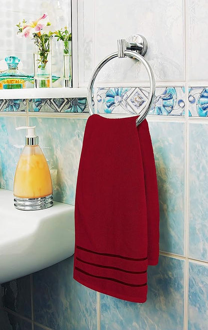 Utopia Towels 8-Piece Luxury Towel Set, 2 Bath Towels, 2 Hand Towels, and 4 Wash Cloths, 600 GSM Ring Spun Cotton Highly Absorbent Viscose Stripe Towels Ideal for Everyday use (Red)