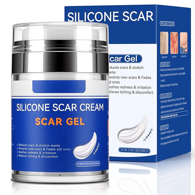 Silicone Scar Cream Gel - [3.53 oz / 100g] Jumbo Value Pack - Advanced Gel for Old & New Scars, C-Section, Stretch Marks, Surgery, Acne, Burns, Keloids - Face & Body