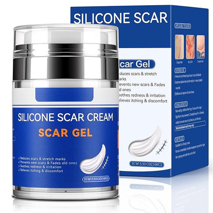 Silicone Scar Cream Gel - [3.53 oz / 100g] Jumbo Value Pack - Advanced Gel for Old & New Scars, C-Section, Stretch Marks, Surgery, Acne, Burns, Keloids - Face & Body