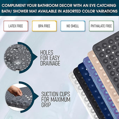 ENKOSI Non-Slip Square Shower Mat 21 x 21 inch – Anti-Slip PVC Bath Mat for Inside Shower Stalls – Durable Shower Floor Mat with Suction Cups and Drain Holes (21x21 Clear Blue)