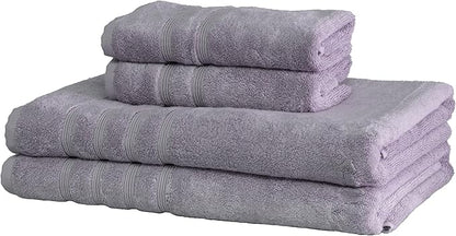 Mosobam Luxury Turkish 4pc XL Towel Set 35X70 16X30 Lavender Aura 700 GSM Bamboo Viscose & Aegean Turkish Combed Cotton