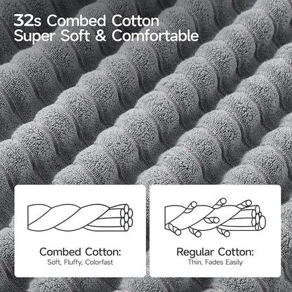 REDKISS 2Pack Large Bath Towels 31×63 inches, 100% Cotton, Super Soft and Absorbent, Quick-Dry Towels, Perfect for Bathroom,Plush Shower Towels-Gray