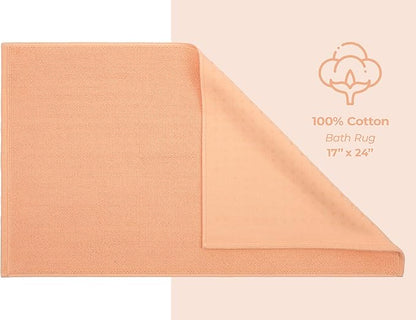 American Soft Linen Bath Rug, 17 in 24 in 100% Cotton Bath Mats Rugs for Bathroom, Slip Reducer Washable Shaggy Form Area Rugs, Malibu Bath Rug