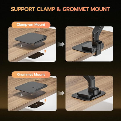 ARES WING Steel Monitor Mount Reinforcement Plate for Thin, Glass and Other Fragile Tabletop, Steel Monitor Stand Plate Compatible with Most C-Clamp and Grommet Monitor Arms, Black