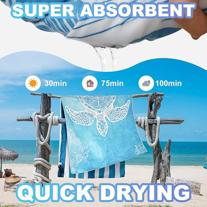 Beach Towels Oversized - 2 Pack 78'' X 35''(200 x 90 cm) Extra Large Beach Towels, 250 GSM Thicken Microfiber Sand Free Lightweight Quick Dry Beach Towel, Yoga Pool Gym Camping Travel Towel for Adults