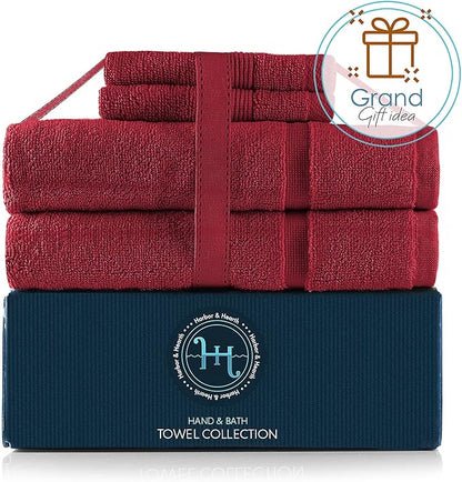 Hearth & Harbor Bath Mat Towels - 100% Ring Spun Cotton Luxury Towels - Ultra Soft & Highly Absorbent, Bathroom Towels, Floor Mat - Red