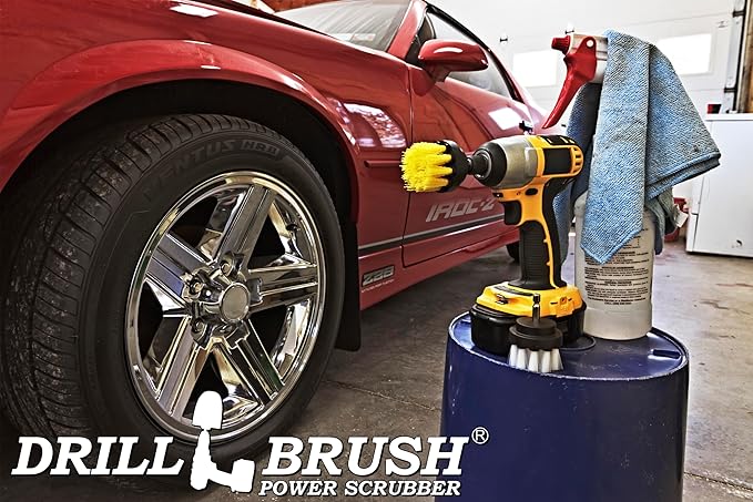 Bathroom Accessories - Drill Brush - Cleaning Supplies - Grout Cleaner - 2-inch Round Spin Brush - Scrub - Bathtub - Shower Curtain - Bath Mat - Hard Water Stain Remover - Shower Door - Glass Cleaner