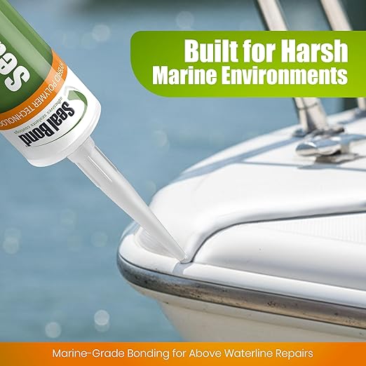 105 Adhesive Sealant – Marine/Industrial Grade, High Strength, UV Resistant, Flexible, Non-Flammable, Waterproof – Superior to Silicone – 10.1 oz – White