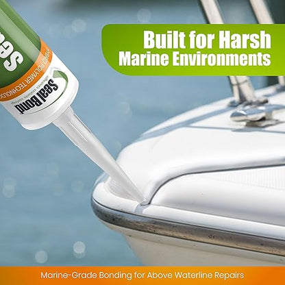 105 Adhesive Sealant – Marine/Industrial Grade, High Strength, UV Resistant, Flexible, Non-Flammable, Waterproof – Superior to Silicone – 10.1 oz – White