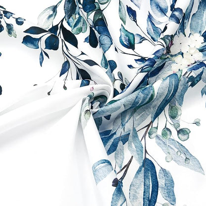 Gibelle Extra Long Shower Curtain 72 x 84, Blue Floral Shower Curtain for Bathroom, Watercolor Plant Eucalyptus Leaves Fabric Shower Curtain Set
