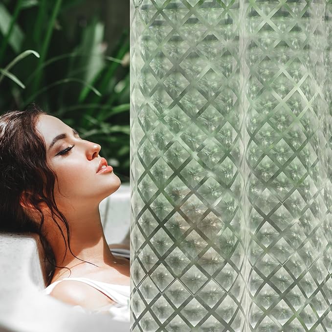 UFRIDAY 84 inch Extra Long Plastic Clear Shower Curtain Liner,Waterproof Shower Liner Transparent 3D Water Cube Bath Curtain 72x84 inches See Through Shower Curtains Liner Clear with 3 Strong Magnets