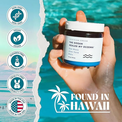 The Ocean Healed My Eczema Natural & Soothing Eczema Cream - Hydrating & Nourishing Psoriasis Cream with Sea Moss & Colloidal Oatmeal - Quick Absorbing Anti Itch for Dry Sensitive Skin (4oz)