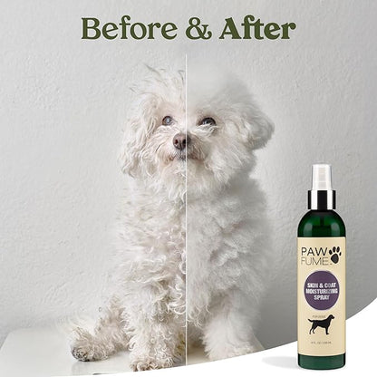 PAWFUME Skin & Coat Detangler Spray for Dogs, 4-Pack – Soothe Dry, Itchy Coats Quickly – Non-Toxic Chamomile & Oat Formula, Essential Fatty Acids & Vet-Certified – Dog Detangler Spray Dematting Care