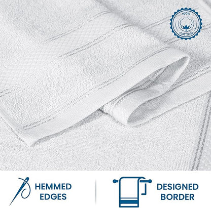 Casa Lino 100% Cotton Hand Towels for Bathroom - Soft, Highly Absorbent & Quick Dry Kitchen Towels - Gym Towel Set - Travel Towel Set - 24" x 16" - Pack of 4 - (White)