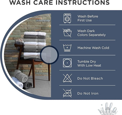 100% Combed Cotton Bathroom Towel Set of 10- 2 Bath Towels, 4 Hand Towels, 4 Wash Cloths, Sustainable, Soft, Highly Absorbent 10 Piece Cotton Bath Towel Set for Hotels, Spa, Bathroom, Dorm, Navy Blue