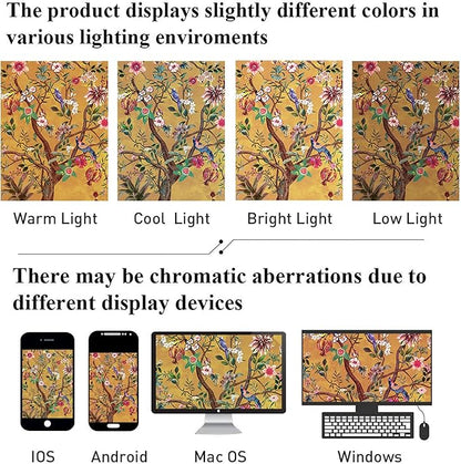 Bohemian Shower Curtain, Boho Floral Print Water Repellent Polyester Fabric for Bathroom Decor, 72×72 Inch Standard Size with 12 Hooks, Also as Room Divider