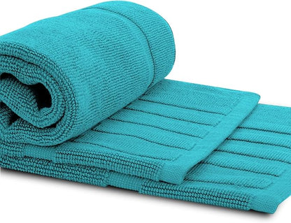 White Classic Luxury Bath Mat Floor Towel Set - Absorbent Cotton Hotel Spa Shower/Bathtub Mats [Not a Bathroom Rug] 22"x34" | 2 Pack | Aqua