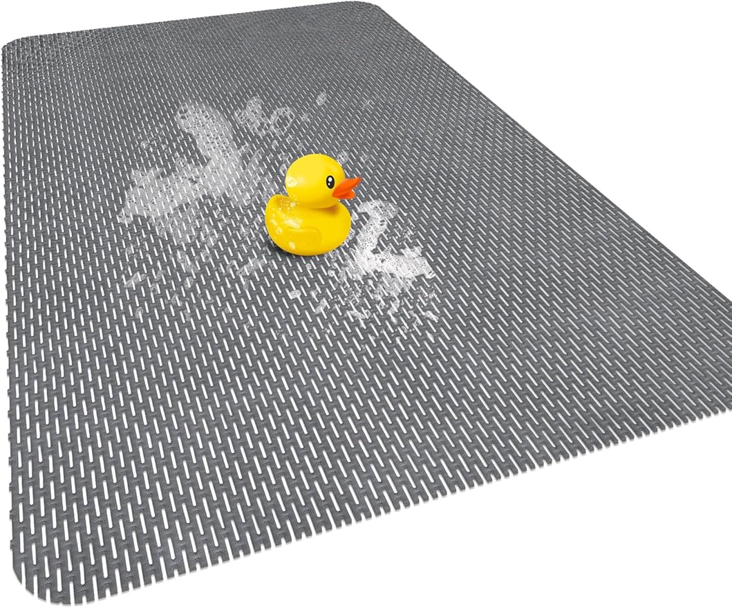 Extra Large Non Slip Shower Mat - Yonala 47.2" x 31.5" Anti Slip Shower Mat for Inside Shower, Trimmable PVC Shower Floor Mat for Shower Stall, Bathroom, Tub, Quick Drying Matt